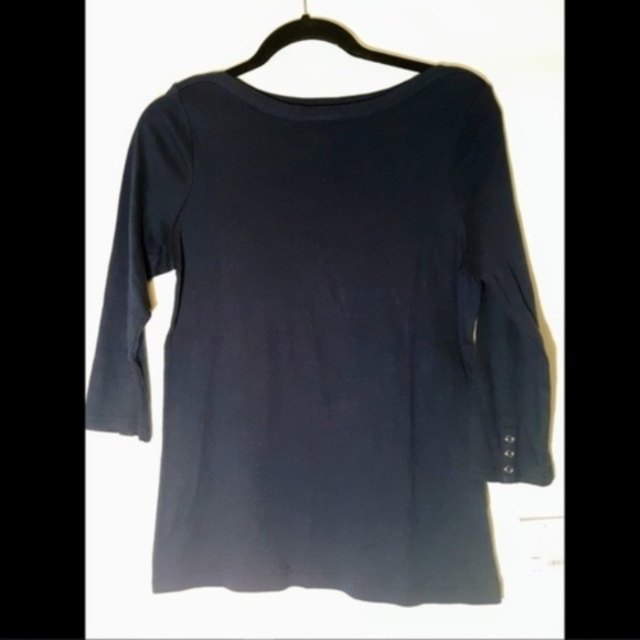 Croft and Barrow Blouse Navy Top Long Sleeve NWT - Picture 1 of 4
